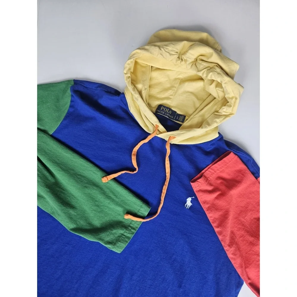 Polo Ralph Lauren Men's Long Sleeve Hooded Color Block Shirt Large
